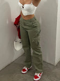 Leg Cargo Pants Women High Waist Casual Baggy Pants Slim Vintage Y2k Streetwear Stretch Wide Leg Trousers Fashion