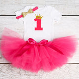 Pink My Little Girl First 1st Birthday Party Dress Tutu Cake Smash Outfits Infant Kid Dress Baby Girl Baptism Clothes 9