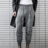 Lace-up Zipper Little feet Pants For Men Drawstring Mid Waist Pants 2021 Autumn Casual Men Slim Knitted Cropped
