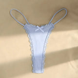 Sports Thin Sexy Lace Thongs Breathable Traceless Women's Underwear Low Waist Cotton Crotch Bow Panties Seamless