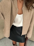 Women's Spring And Autumn Hot Casual Zipper Loose Knitted Shirt Coat Small