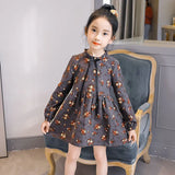 Spring Autumn Girl Dress Cotton Long Sleeve Children's Dress Floral Kids Dresses for Girls Fashion Girls Princess