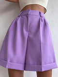 Summer Shorts Cotton High Waist Casual Women's Loose Shorts Zipper Solid Street Streetwear Sports Fashion