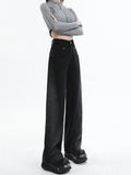 Zingj Together Color High Waist Wide Leg Jeans Female 2024 Spring And Autumn New Black Retro Summer Thin Straight Tube