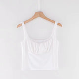 Fashion Ruched Green Women Tank Top Sexy haut femme Women crop top gothic Camis Casual