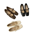 Zingj Temperament Square Head Shallow Mouth Casual Flat Bottom Versatile Single Shoes In 2024 Spring And Autumn New Soft Bottom Comfortable Low Heel Women's Single
