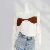 Zingj Design Sense Contrast Color Sweater Female Early Spring New Pure Desire Wind Wipe Chest Soft Sister Jacket Sweet