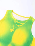 Ombre Pixel Print Crop Tank Top- Outfit