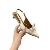 Version Of The Bow Tip Tip Heel High Heels 2025 New Spring And Summer Temperament Famous Slime Head Cold
