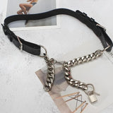 Lock Faux Leather Chain