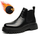 Zingj Martens Men Low Top Heighten Boots Men's Snowboots Chelsea British Wind Leather Boots
