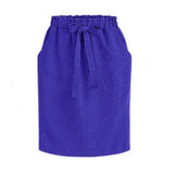 Autumn Elegant Midi Skirts Womens Office Pencil Skirt Cotton Elastic Waist Package Hip Skirt Bow Skirt