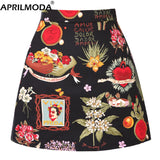 Y2K Summer Mini Skirts Women Harajuku Pencil Beach Streetwear Vintage Black Floral Print Short A Line Skirt Falda