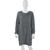 2020 Autumn Winter New Elegant Fashion O Neck Women's Dress Causal Loose Solid Plush Long Sleeve Ladies Dress Plus