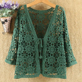Hollow Lace Sunscreen Cardigan Sweater Women Wide Loose Air Conditioning Knitted Sweater Thin Section Female Spring