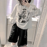 Detachable Long Sleeve Cotton T-shirt Women Japanese Cartoon Print Kawaii Graphic T Shirts Y2k Aesthetic Harajuku