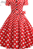 Women Vintage Dress Summer 50s 60s Retro Pin Up Swing Rockabilly Vestidos Elegant Black Polka Dot Office Party