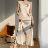 And Summer New Women's Satin Silk French Style Sexy Fashion Invisible Zipper Design Refreshing Breathable Suspender