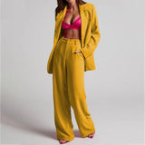 Spot 2025 Spring New Fashion Temperament Lapel Long Sleeves High Waist Trousers Two-Piece
