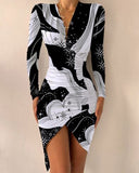 Dresses For Women V Neck Leopard Stitching Print Sexy Dress Women Autumn High Waist Slim Office Ladies Dress