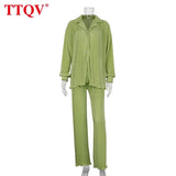 Beige Pleated Wide Leg Women's Pants 2021 Fashion Loose Office Wide Trousers Pants Ladies Elegant Full Length Palazzo