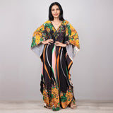 Print Deep V-neck Dress Batwing Sleeve Long Dresses Women 2022 Summer Dress Beachwear Bohemian Women Kaftan