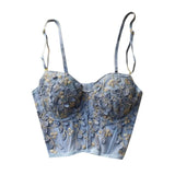 Street Women's Camisole New Fashion Embroidered 3D Petal Bustier Bra Cropped Tops Female Thin Underwear