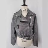 And Autumn New Women's Dress Washing Leather Grinding Old Motorcycle Casual Solid Color Jacket Leather Clothing
