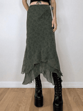 Irregular Floral Pattern Midi Skirt-Outfit