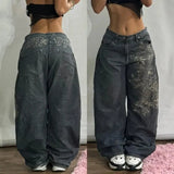 Multi-pocket Washed Baggy Jeans-Outfit