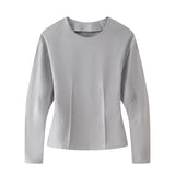 Double-Sided Cloth Body Round-Neck Long-Sleeved Head-Dressed Tight High-Waisted Straight Trousers Casual Suit