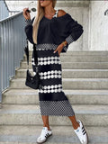 Independent Station Wish2023 Autumn And Winter New Fashionable Bat Sleeve Long Skirt With Hip Suit Skirt