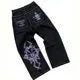 Year's New Skeleton Embroidered Jeans For Men's Casual Street Style Korean Version Of The Trend Is