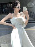 Women Summer Elegant Bodycon Jumpsuit Ladies Slim Party Club Sexy Party Clothing Wide Leg Long Overalls