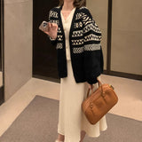 Zingj Lazy Knit Cardigan Autumn And Winter 2024 New V-Neck Sweater Coat Temperament High-End Woolen Jacket Loose-Outfit