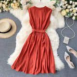 Zingj Minority Dress 2023 New Summer Heart Machine Hollowed-Out Round Collar Commuter Dress Sleeveless Back Heart