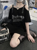 Printed Off Shoulder Women Tshirts Casual Streetwear Y2k Aesthetic T Shirt Girl Sweet Tops Harajuku Graphic Tees