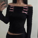 Grunge Off Shoulder Lace Up