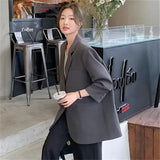 Gray Blazer Women's Autumn Small Man 2025 New Korean Version Of High-End Fried Street Casual Plus-Size