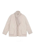 Fashion Sweet Meiling Down Jacket Women's Short Style 2024 Winter New Scarf Warm Small Show Thin Warm Coat-Outfit