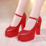 High-Heeled Shoes, Wedding Shoes, Coarse Heels, Bridal Shoes, Waterproof Platform, Wedding Dress, Bridesmaid Shoes, Cheongsam, Model, Show, Single Shoe