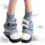 Zingj Hot Girl Leg Set Y2k Homemade Star Big Bone Element Show Leg Thin Jk Knit Pile Pile Wide Leg Sock Set-Outfit