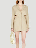 Careful Machine Sexy Wind 2025 Autumn New Hollow Out Waist Show Thin A Button Suit Solid Color Coat