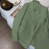 Zingj Suit Jacket Female GJ Sense Spring Autumn 2024 New White Korean Version Fashion Long Small