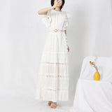 French High-End Long Dress 2025 New Temperament Design Embroidered Belt Thin Solid Color Long Dress