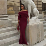 Burgundy Off Shoulder Fold Knit Midi Dress- Outfit