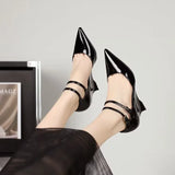 Zingj Spring / Summer Runway Show New Wedge Pointed Red High-Heeled Shoes Female Patent Leather Sexy Baotou Personality Sandals Women-Outfit