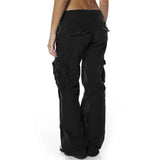 Retro Women's Wide Leg Multi-pocket Casual Loose Straight Casual