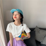 TShirts Short Summer Knitted Top Loose Short-Sleeved T-shirt for Women Crop Top Mujer