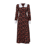 Zingj Early Spring Temperament Design Sense Print Long Skirt Doll Collar Waist Show Thin New Long-Sleeved Dress-Outfit